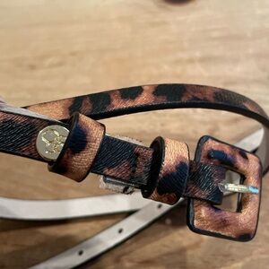 Jessica Simpson animal print gold skinny belt Business Casual Boho Festival Sm